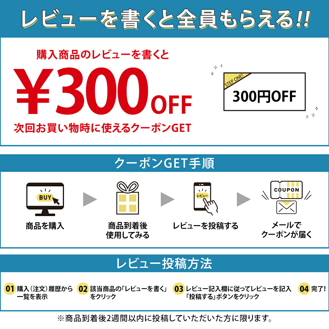 レビュープレゼント割引