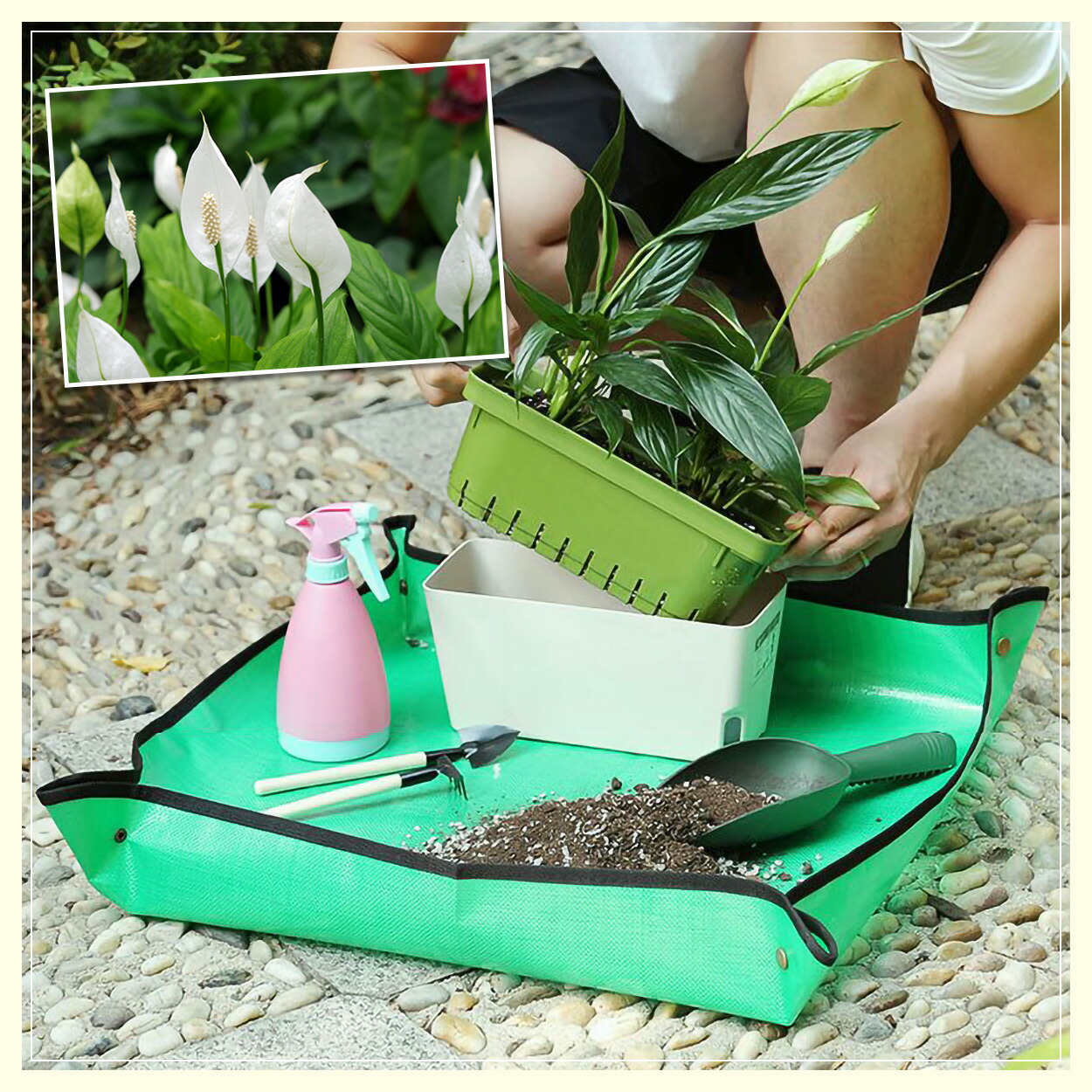 メール便園芸シート68x6850x50防水シート植え替えガーデニングトレーシート小ガーデニングシート庭仕事寄せ植えキッズ子供お食事シートサニーシート防災軽量作業ペット