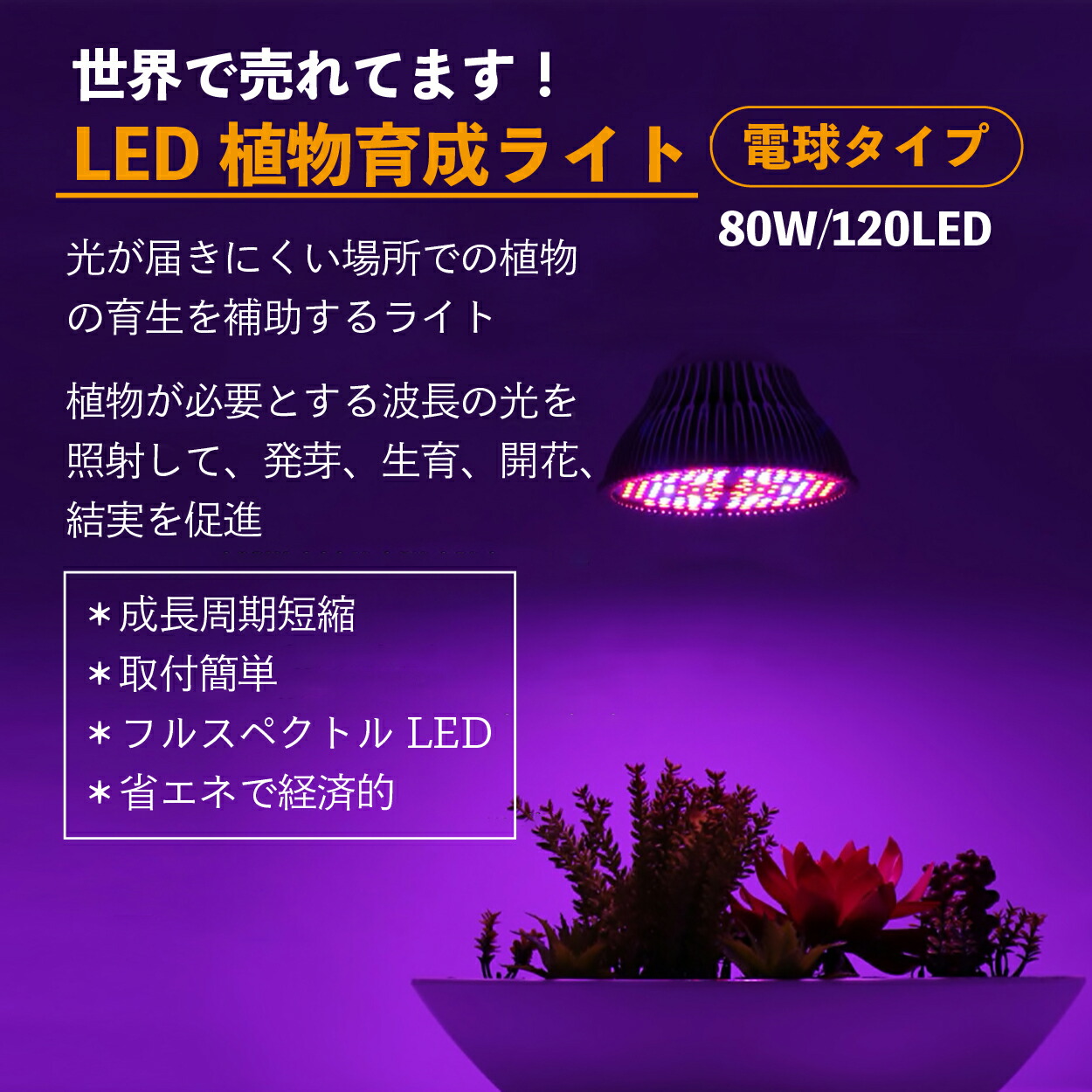 送料無料 土日発送可 あす楽 おすすめ 植物育成ライト Led 防水 E26 80w 1個 植物 育つ 春新作の Ledライト 育成ライト 植物育成 観葉植物 多肉植物 ライト 植木 多肉 室内 プラントライト Ledライト 家庭菜園