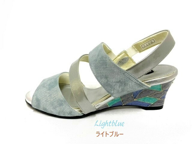 人気特価 Ninedinine スポーツナイン 3406 キラキラ ウエッジソール ステンドグラス調 エレガンス レディースサンダル 大人コーデ 上品 コーデ 美脚効果 Fucoa Cl