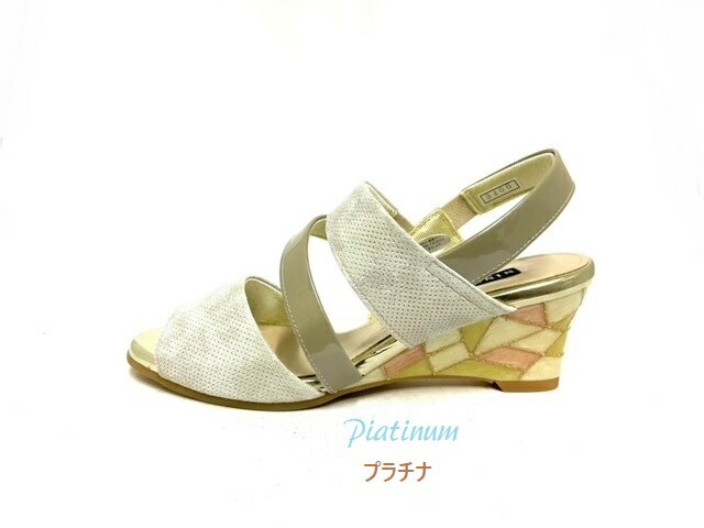 人気特価 Ninedinine スポーツナイン 3406 キラキラ ウエッジソール ステンドグラス調 エレガンス レディースサンダル 大人コーデ 上品 コーデ 美脚効果 Fucoa Cl