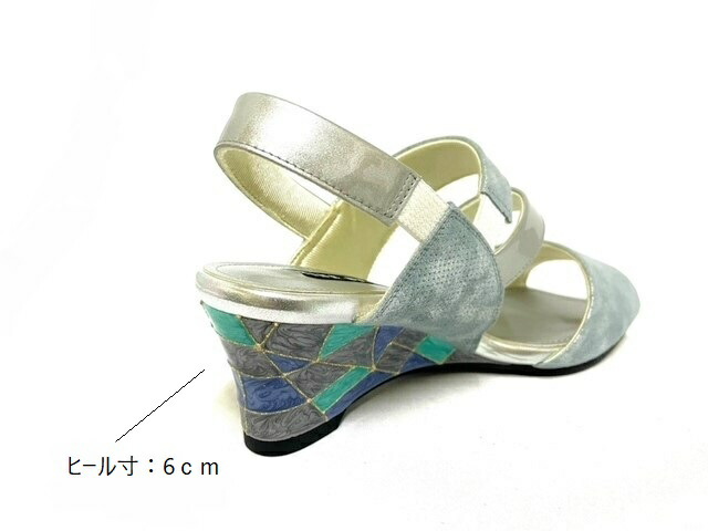 人気特価 Ninedinine スポーツナイン 3406 キラキラ ウエッジソール ステンドグラス調 エレガンス レディースサンダル 大人コーデ 上品 コーデ 美脚効果 Fucoa Cl