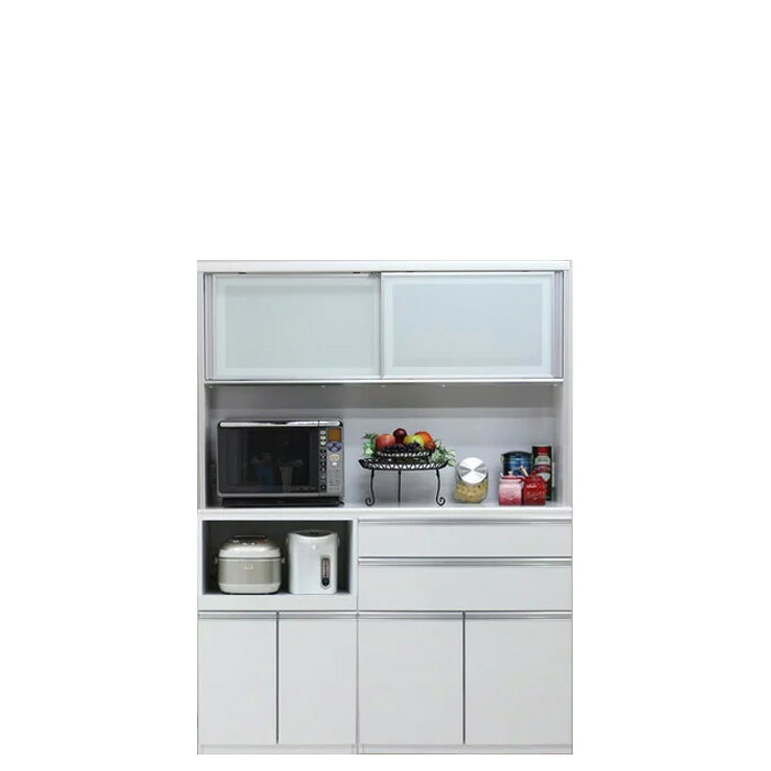 キッチンボード 食器棚 サイドボード カップボード オープンボード ハイタイプ 幅140cm 木目 ハイグロス ホワイト ブラウン 鏡面 モイス サイレントクローズ セミオーダー コンセント 大川家具 日本製 国産|STファニチャー