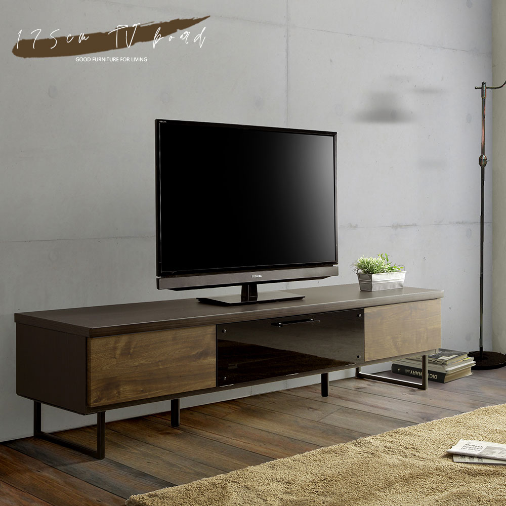 テレビボード ローボード テレビ台 収納 おしゃれ 175cm 木目 ブラウン ナチュラル リモコン リビング収納 脚付 ルンバ アイアン 仕切り シンプルモダン 大容量 北欧 国産｜STファニチャー