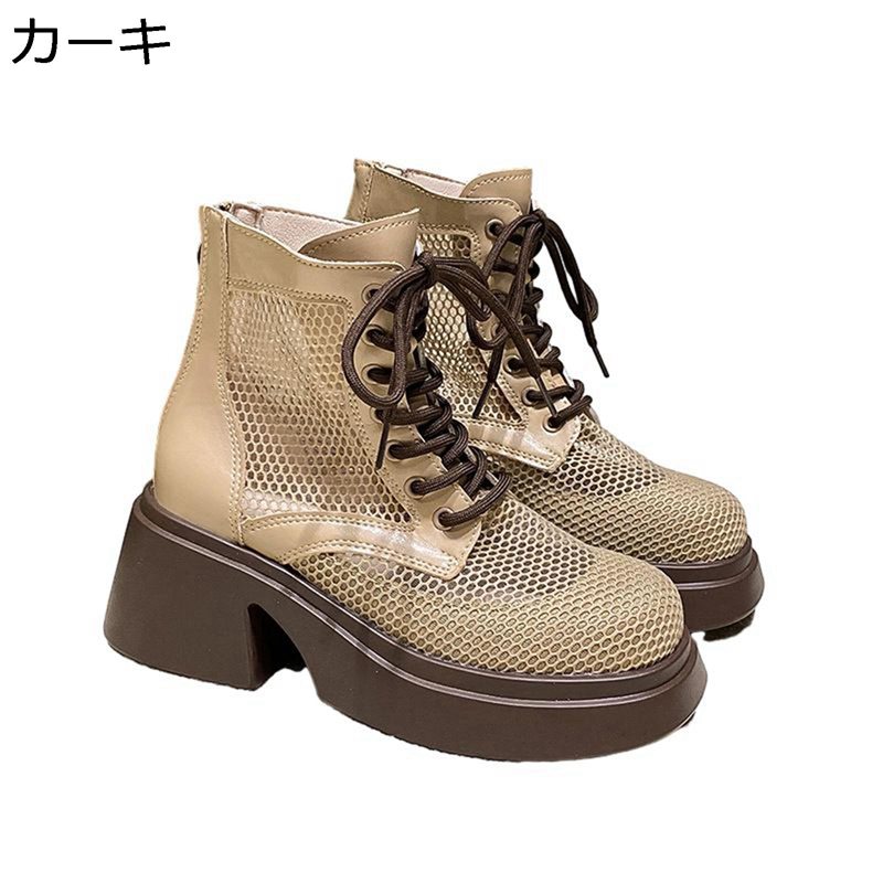 サマーブーツ レディース メッシュ ブーツサンダル 7cmハイヒール 美脚 PUレザー ラウンドトゥ ファッションサンダル フェミニン ブーサン 快適 カジュアル エレガント 短靴 パーティー デート