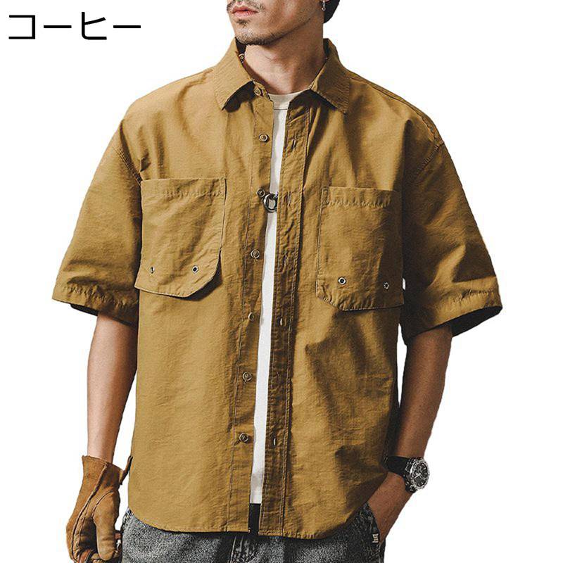 細工物プルオーバー メンズ 夏 半袖 アウトドア 御役目服 衣嚢付き添い人 折り襟 ジレー トップス 心地好い おおきい大きさ 速乾 吸汗 通気 ゆる オシャレ 通学 通い 成人男性用プルオーバー