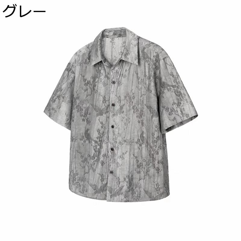 半袖シャツ テンセル メンズ 春 レトロ カジュアルシャツ 折り襟 軽い トップス ビジネス おおきいサイズ 快適 通気性 ゆったり ファッション 日常 通勤 通学