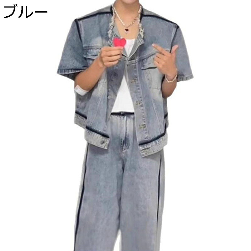 半袖 デニムシャツ アメカジ ショート丈 ライトアウター カーディガン カジュアル メンズ ゆったり トップス 通気 肌触りがいい お兄系 かっこいい 春夏秋 男女兼用