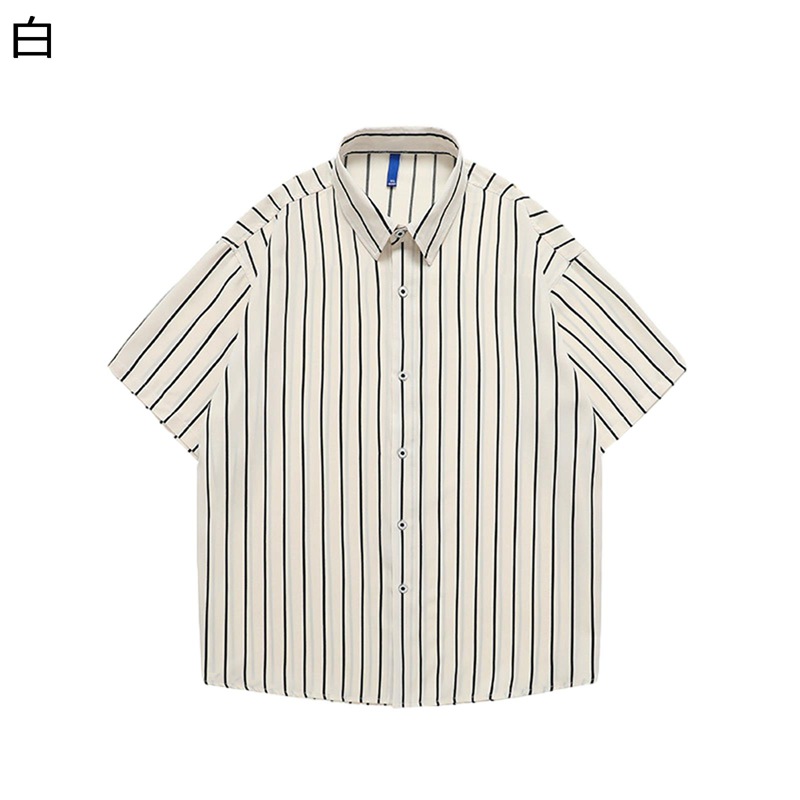 半袖シャツ メンズ ストライプ柄 カッターシャツ シルク 夏服 折り襟 レギュラーフィット 四節着用 清潔感 薄手 軽量 日焼け止め 復古 肌触り 海水浴 花見 吸汗透湿 ストリート 温泉 夏祭り 旅行 海辺