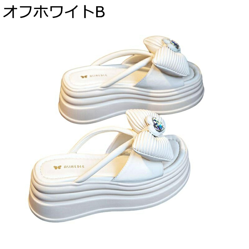 リラックスサンダル レディース トングサンダル 安定感 通気性 美脚 厚底 蝶結び 高反発 オープントゥ やわらか 身長アップ 美脚 ビーチ ウォーキング 御洒落 カジュアル 夏用 耐磨耗