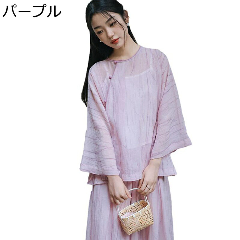 中華風 カーディガン レディース ブラウス シフォン UPF50+ サマーカーディガン サラッと 軽量 トッパー 通気性 接触冷感 透け感 着痩せ かわいい きれいめ 夏 通勤 通学 抜け感｜FUKUOKA ストアサービス
