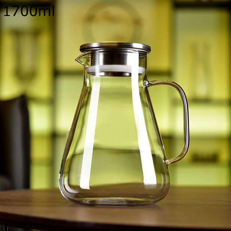 麦茶ポット 2.2L大容量 耐熱ガラスポット ウォーターピッチャー -30～120℃対応 広口デザイン 蓋付き 2wayフィルター 冷水筒 熱湯可 麦茶 フルーツティー 冷蔵庫 ドリンクタンク ジャグ 家庭用