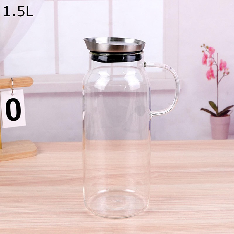冷蔵庫ポット 麦茶ポット 冷水筒 ガラスピッチャー 耐熱ガラス 1.5L 大容量 急熱急冷可能 熱湯可 フィルター付き ドリンクボトル 透明 広口設計 洗いやすい 麦茶 コーヒー 家庭用 ウォーターケトル