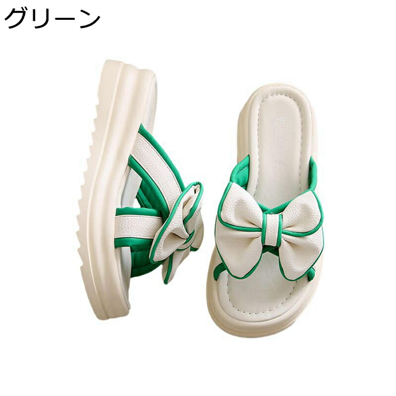 リラックスサンダル サンダル レディース 厚底 軽い リボン 歩きやすい 美脚 ストレッチ オープントゥ 静音 身長アップ 大きいサイズ ビーチ ウォーキング 散歩 オシャレ シンプル 夏用