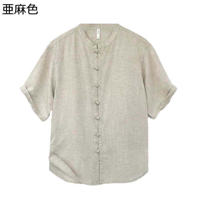 唐装 瀬戸ものプルオーバー メンズ 半袖 漢服 言い慣わし服 瀬戸もの名取り草 厚地の外套 武術プルオーバー 中華風 無地 薄っぺら 通気性 汗色変わり押しとどめる 吸水速乾 烏兎 夏服 アウトドア 旅する 運動競技 心地好い