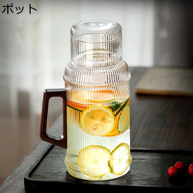 麦茶ポット 電気冷蔵庫用 瑠璃ポット 2wayろ波器 大静電容量2.1L お水貯蔵タンク IH相応う ドリンク水さし 耐熱耐冷 花茶 紅茶の葉 読みやすい 分かりやすい 身寄り用 食べ物屋 水もの納める ヴィンテージ オシャレ