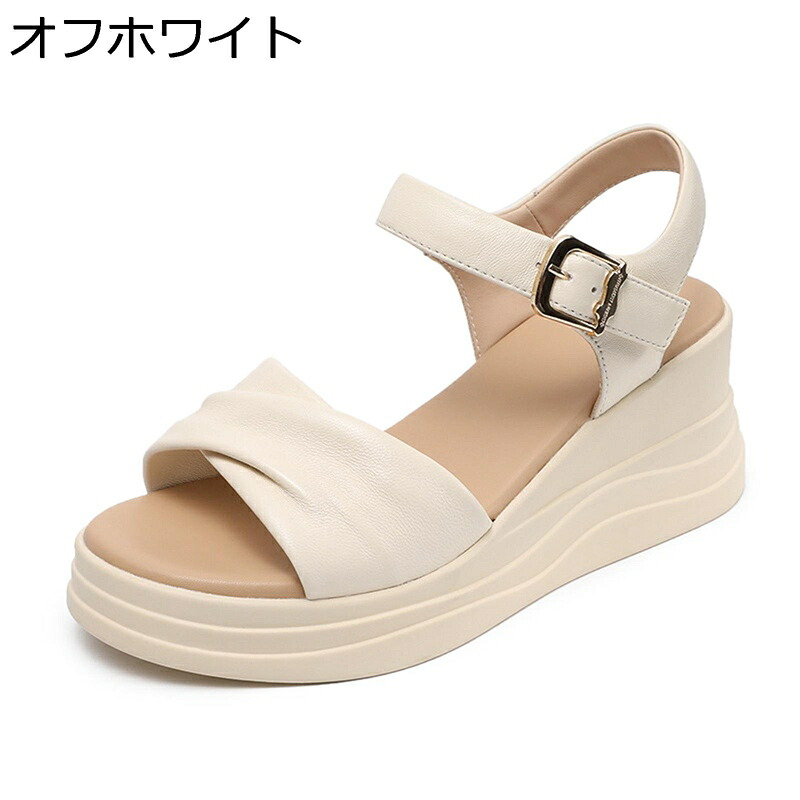 バックルサンダル 本革 レディース サンダル 軽い 歩きやすい 美脚 厚底 ストレッチ オープントゥ やわらか 身長アップ 外履き 旅行 休暇 海辺 おしゃれ 散歩 カジュアル 夏用 耐久性|FUKUOKA ストアサービス