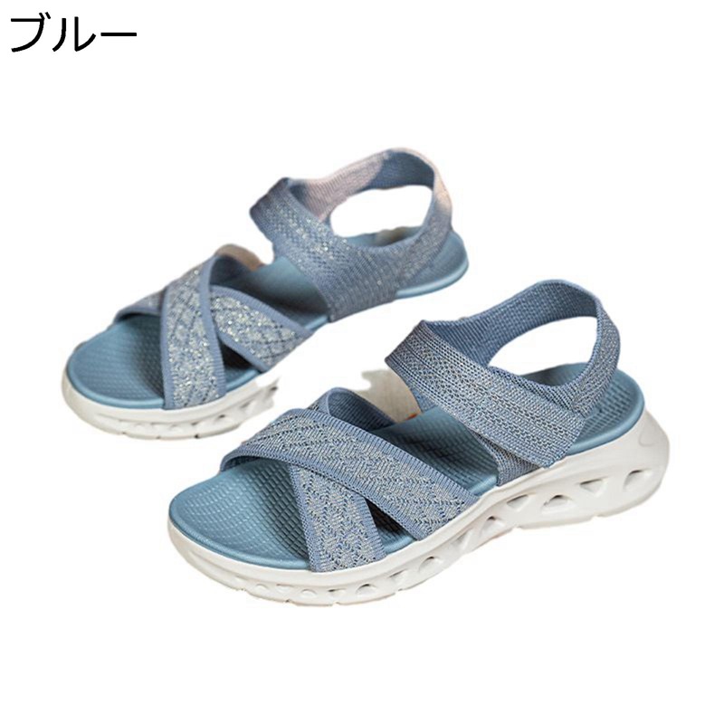 スニーカーサンダル サンダル レディース 厚底 軽い 歩きやすい 美脚 ストレッチ オープントゥ やわらか 身長アップ 安定感 外履き 旅行 休暇 海辺 御洒落 カジュアル 通気性 衝撃吸収 軽量 夏用