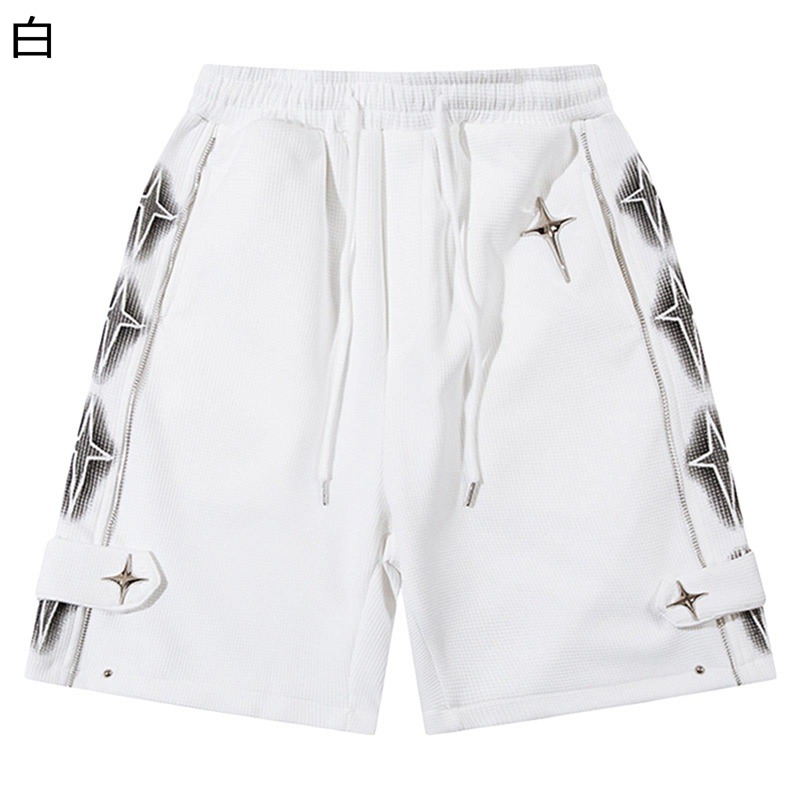 メンズ ショートパンツ 星柄 かっこいい カジュアルパンツ 五分丈 ゆったり 短パン ウエスト紐 チノパン ボトムズ 春夏 着心地 薄い 丈夫で長持ち ランニング スポーツ ストリート 外出 着回し力