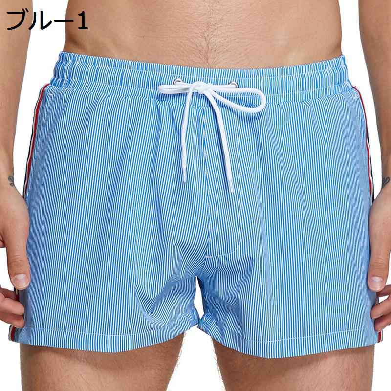 サーフパンツ メンズ 水着 海水パンツ 細ストライプ ショーツ 通気性 速乾 夏 水陸両用 ビーチウェア ボードショーツ 海パン ウエスト調節可能 デイリー シンプル 半ズボン 旅行 温泉 部屋着