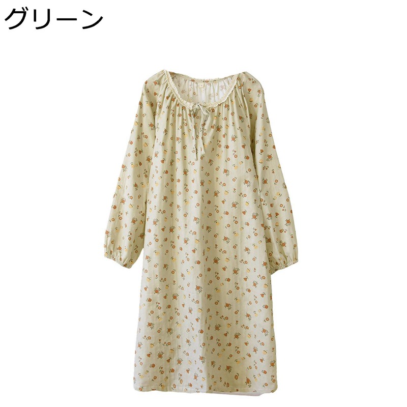 パジャマ ワンピース 小花柄 綿100% ルームウェア 半袖 春秋夏着 お姫様 レディース 丸衿 ネグリジェ 便利服 ロング 涼しい 優しい シンプル 通気 妊婦 母の日 お泊まり服 お出かけ 普段用