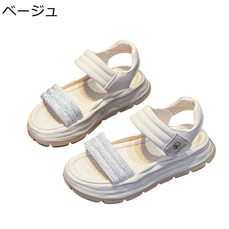 サンダル 厚底 レディース フラット 疲れにくい 歩きやすい サマーシューズ 夏用 マジックテープ 通気性 ノンスリップ 柔らかい カジュアルサンダル スポーツ ビーチ オフィス