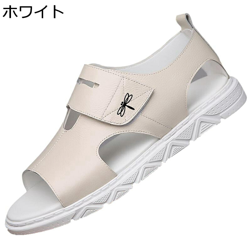 サンダル スニーカーサンダル メンズ 吸汗防臭 シンプル 牛革 マジックテープ 蒸れない 通気 通学 日常 脱げない キャンパス 耐久 着脱簡単 アウトドア 夏 カジュアルシューズ スリッポン