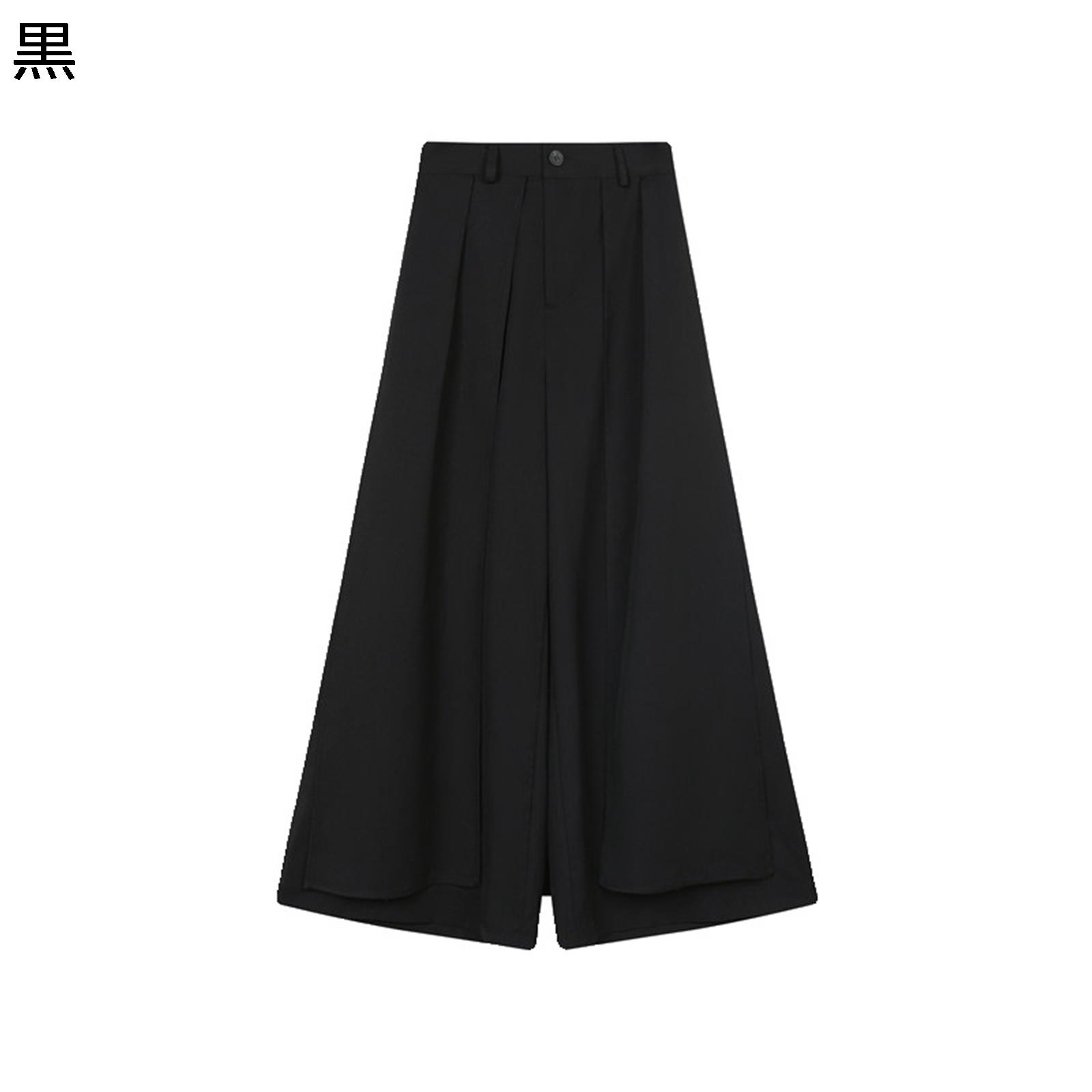 ワイドボトムズ メンズ サルエルパンツ 変形パンツ パッチワーク 変形 原宿 かっこいい スカートパン オーバーサイズ ロング丈 男女兼用 ダーク系 着回し力 無地 ストリート ファッション 黒
