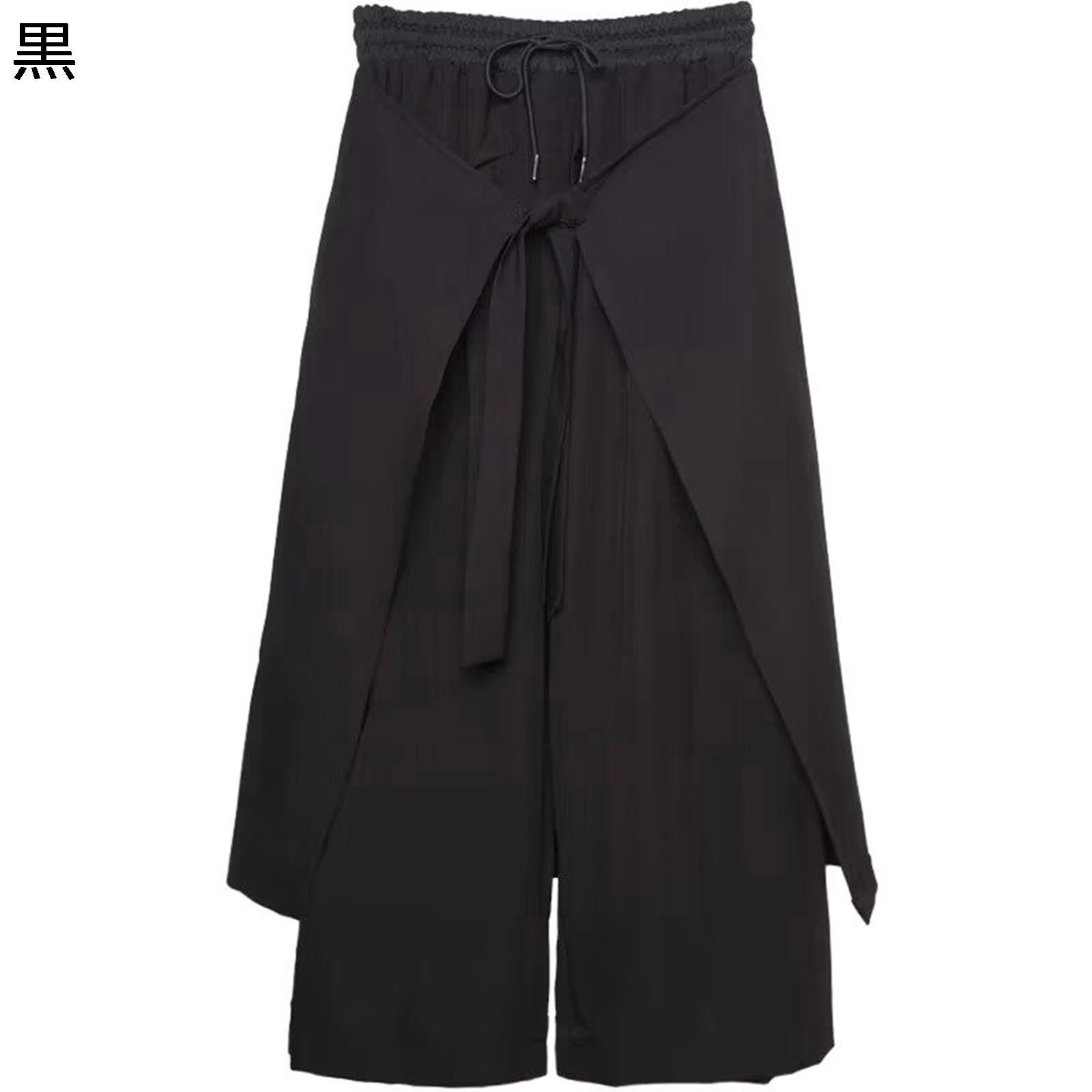 メンズ サルエルパンツ 袴 ワイドパンツ ゆったり レイヤード ガチョウパン アシンメトリー デザイン性 個性的 春夏秋服 軽い 男女兼用 大きいサイズ 裾広がり 着回し力ピカイチ ゆるパン INS風