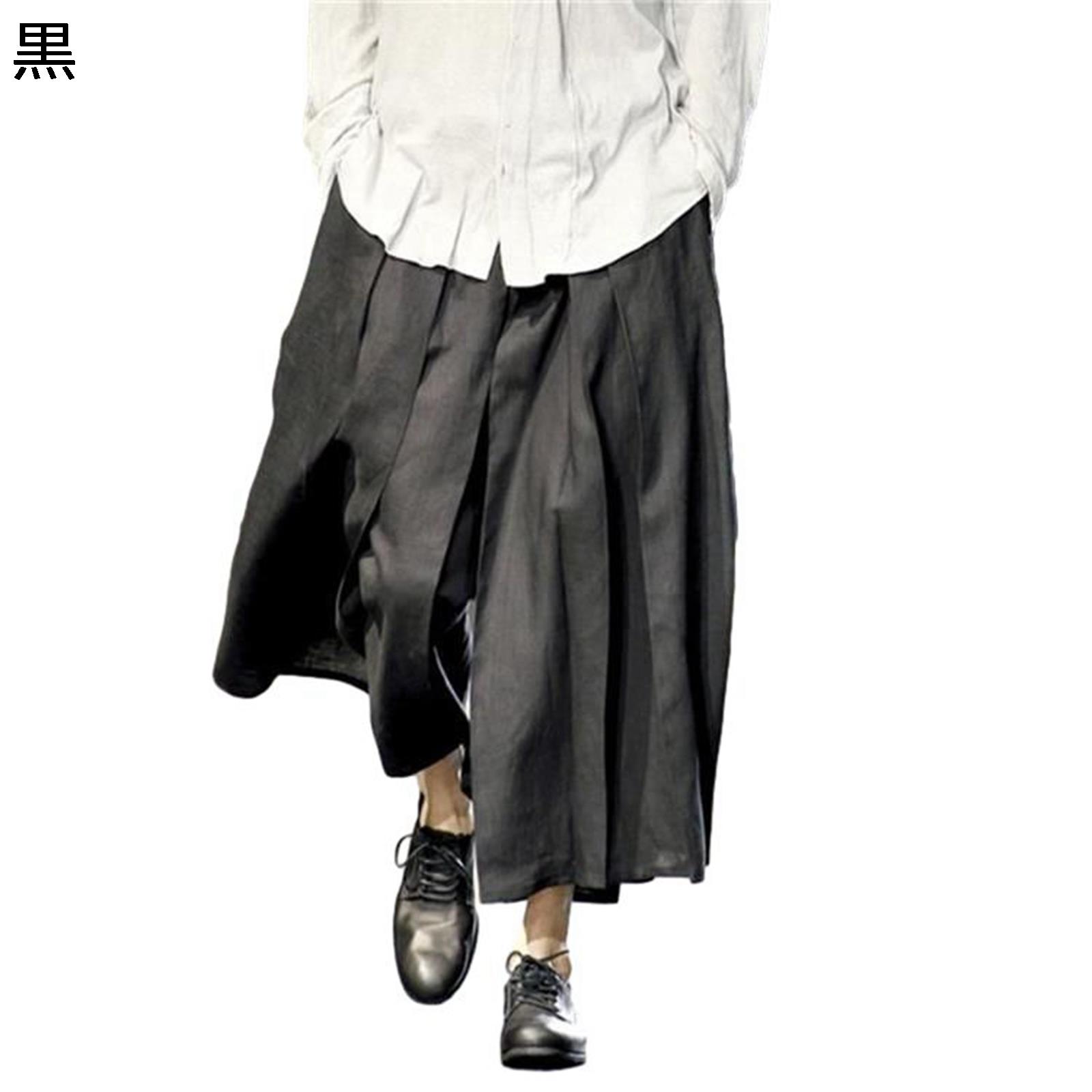 ワイドパンツ サルエルパンツ 袴パン メンズ ダーク系 スカパン 暗黒 モノトーン ガチョウパンツ 窮屈感のない ダレパン 裾広がり 着心地よい 原宿 病み系 ゆるパン 大きいサイズ 黒 春 夏 秋