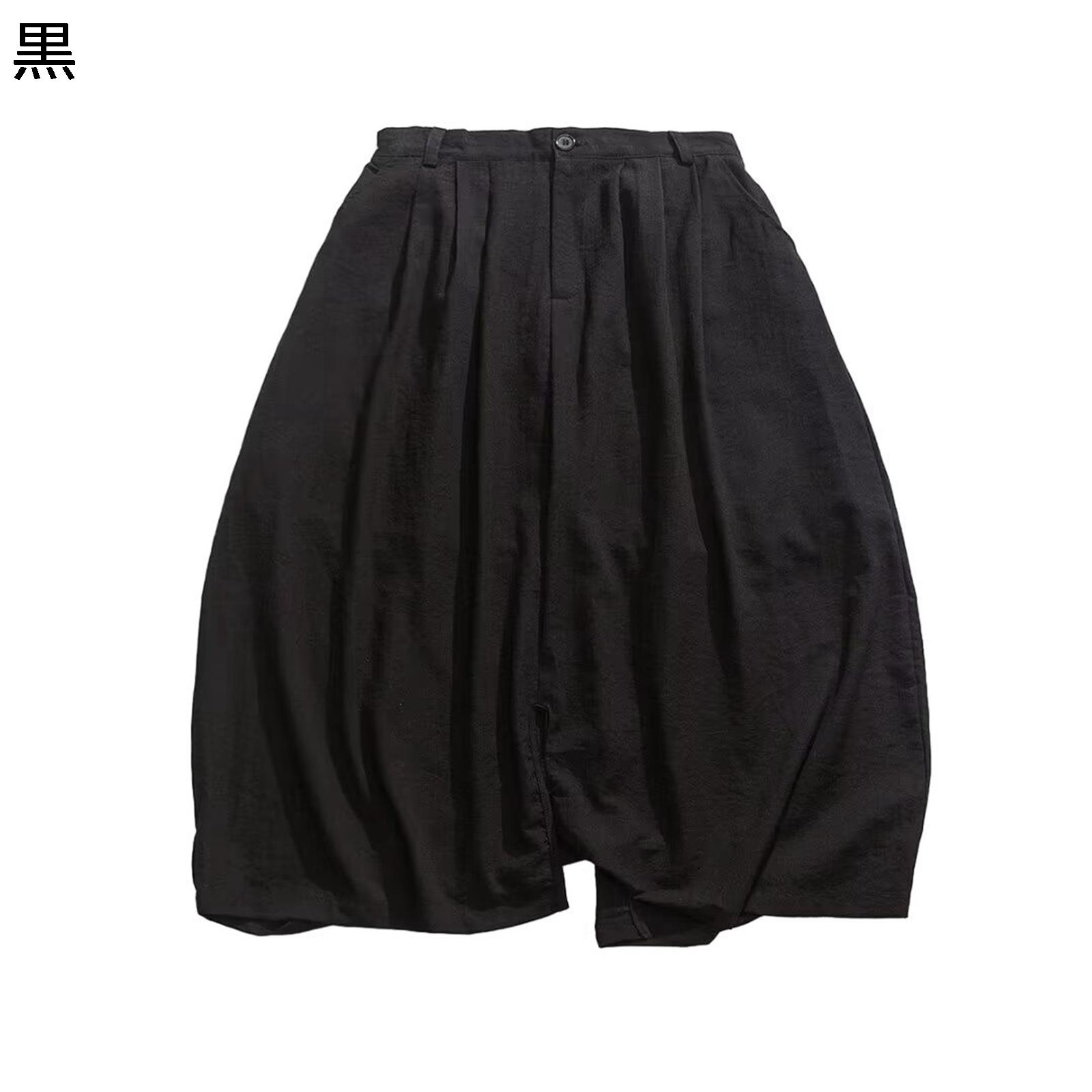 メンズ サルエルパンツ 変形パンツ ワイドボトムズ バルーン 9分丈 原宿 ルーズ ロング丈 シンプル ダーク系 病み系 ガチョウぱんつ コーディネート 日系 ファッション デイリー ダンス服