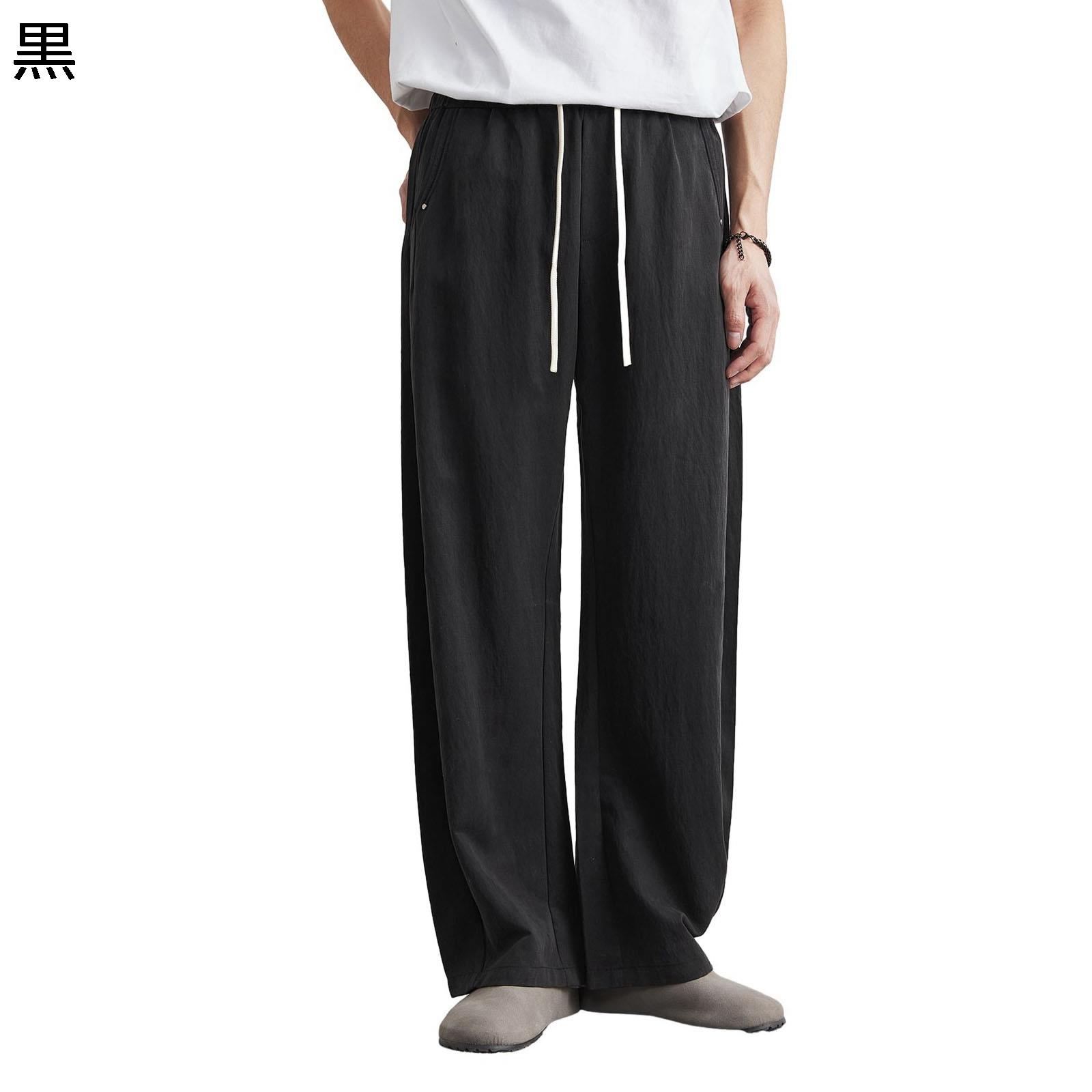 メンズ ロングパンツ ワイドパンツ ルーズシルエット ウエスト紐 カジュアル シンプル チノパン ボトムズ 春夏秋服 履き心地よい 薄手 耐摩耗 ランニング スポーツ 外出 着回し力ピカイチ｜FUKUOKA ストアサービス