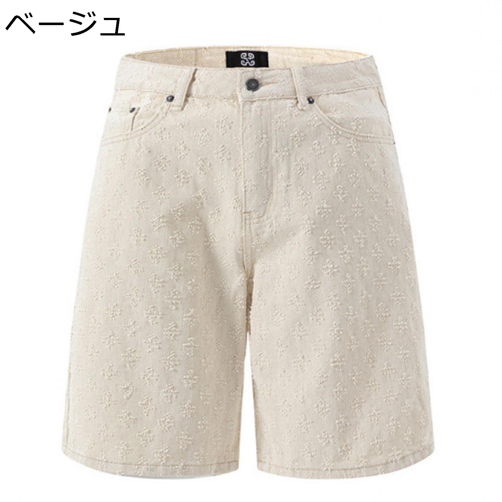 デニム ハーフパンツ メンズ S-5XL ジーンズ 短パン 5分丈 ジャカード ショートパンツ 春 夏 秋 大きいサイズ 薄手 ひざ下 ジーパン ジーンズ ビッグシルエット ショートジーンズ アメカジ お出掛け