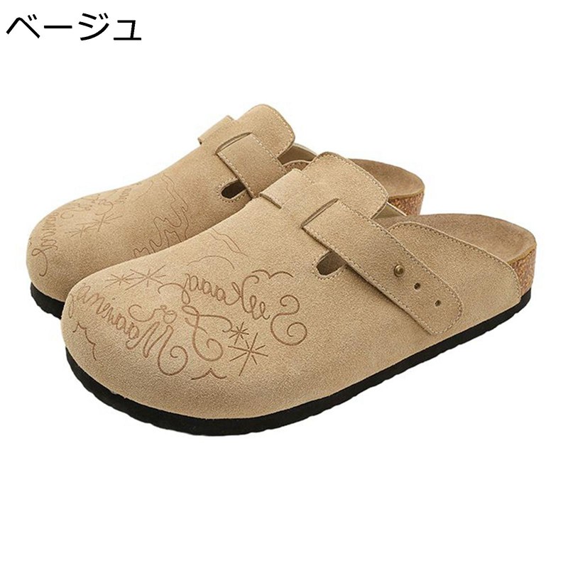 本革 コルクサンダル スニーカーサンダル ユニセックス 調節 踵なし スリッパ 室内/室外履き 蒸れない 通気 コンフォート 耐久 着脱簡単 柔軟 速乾 防滑 夏 カジュアルシューズ スリッポン
