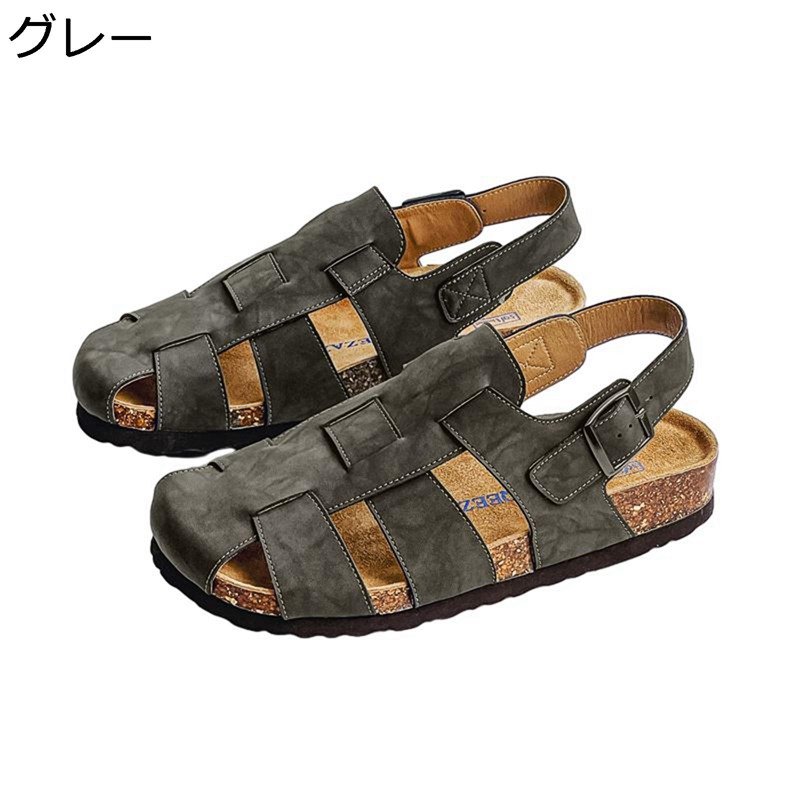 コルクサンダル アウトドアサンダル ユニセックス つま先保護 吸汗防臭 シンプル 蒸れない 通気性 旅行 快適 運転 耐久性 着脱簡単 歩きやすい 静音 夏 カジュアルシューズ スリッポン