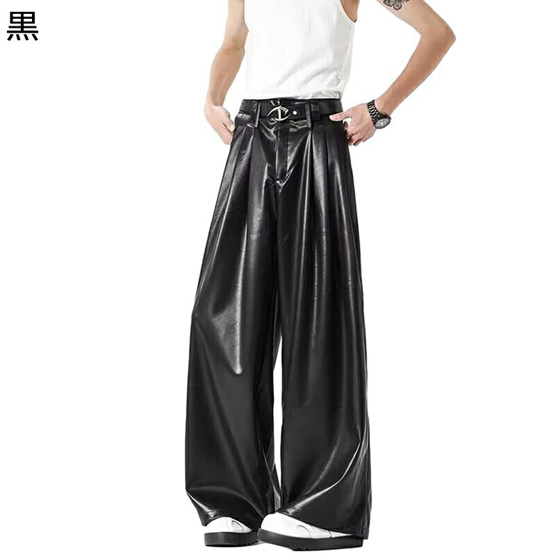 ワイドパンツ 光沢感 カジュアルパンツ レディース メンズ ゆったり ロング丈 ボトムズ 春夏秋着 ダレパン ストレート カジュアル 服と相性が良い シンプル おしゃれ 練習 部屋着 デイリー