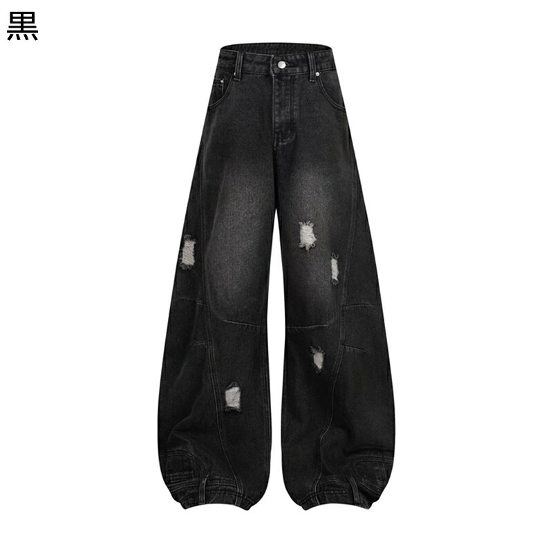 デニムパンツ ダメージ メンズ レディース ワイドパンツ ルーズ カジュアル ボトムズ ジーンズ Gパン トレンド 耐摩耗性 ジーパン ロング丈 ストリート 外出 ダンス シンプル 春 夏 秋