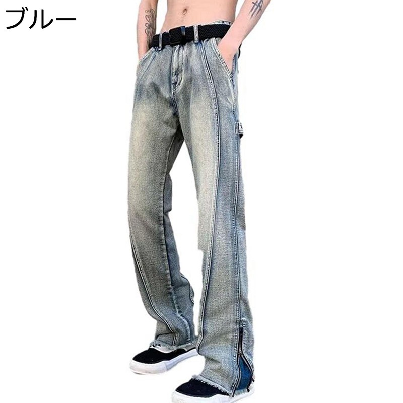 デニムパンツ ワイドパンツ メンズ ゆったり ロング丈ボトムズ ジーンズ 春夏秋 Gパン ジーパン 軽量 韓国風 リラックス カジュアル 服と相性が良い 純色 おしゃれ お出掛け アウトドア 街着