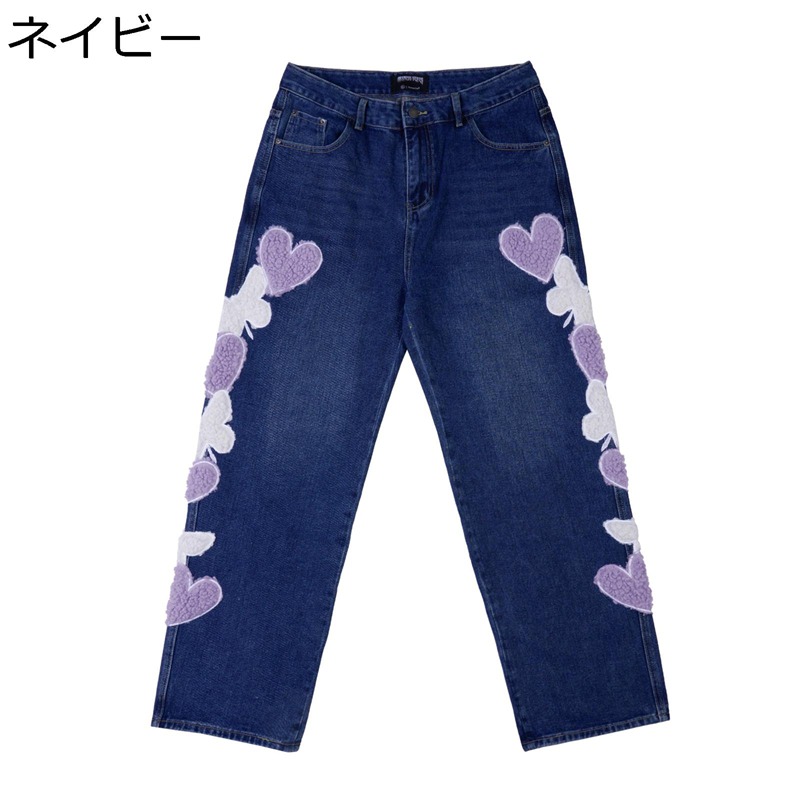 デニムパンツ メンズ 桃心柄 ワイドパンツ 窮屈感のない カジュアルボトムズ ジーンズ Gパン ファッション 履き心地いい 丈夫 長持ち ジーパン ロング丈 通勤通学 コーディネート 春夏秋服｜FUKUOKA ストアサービス