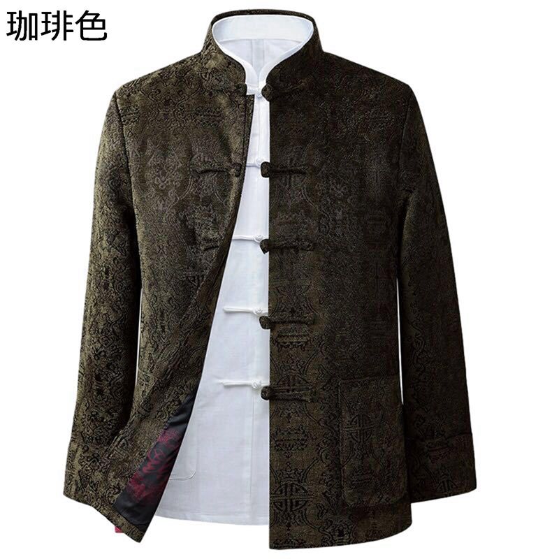 唐装 メンズ チャイナ服 中華風 漢服 伝統服 長袖 チャイナボタン ポケット付き メンズファッション ゆったり トップス アウター 民族衣装 通気性 吸湿速乾 デイリー 父の日 プレゼント