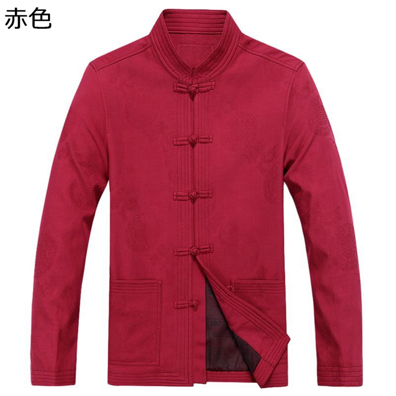 唐装 メンズ チャイナ服 秋冬 長袖 無地 チャイナボタン スタンドカラー 伝統服 チャイナ風 ジャケット 通気性 吸湿速乾 トップス アウター シンプル オフィス お出掛け トラベル