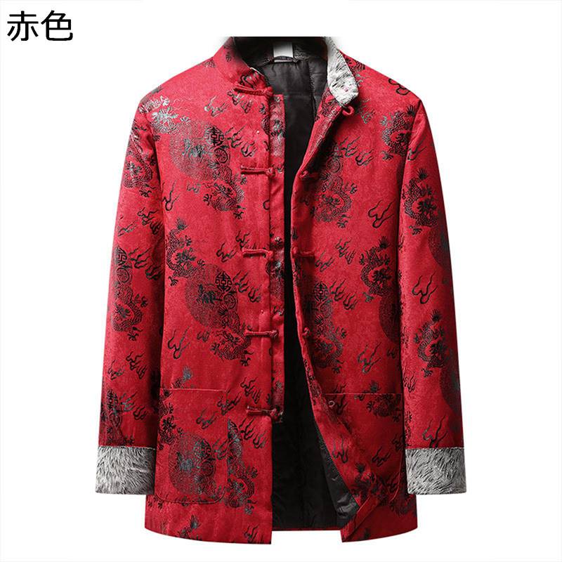 ジャケット メンズ 唐装 長袖 龍柄 プリント ファッション カジュアル チャイナボタン 伝統服 コート トップス アウター 唐衣 チャイナ風 耐久性 秋冬 お出掛け 普段着 寿披露宴