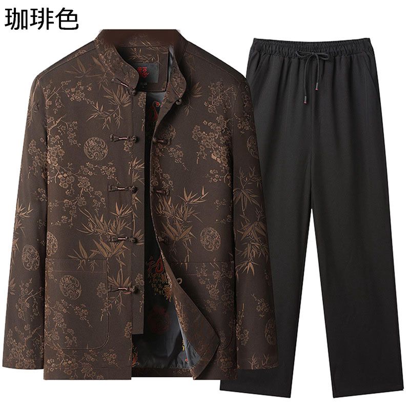 唐装 漢服 伝統服 チャイナ服 メンズ 長袖 チャイナボタン 上下セット 中華風 通気性 ソフト ファッション 大きいサイズ カジュアル ジャケット 春秋 寿披露宴 お出掛け 20代 30代 40代