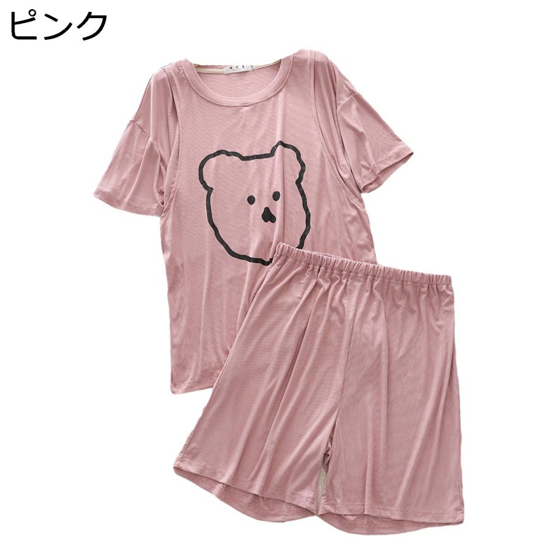 夏 レディース パジャマ ルームウェア 薄手 柔らかい 優しい 半袖 ショートパンツ 上下セット カジュアル 哺乳口付き 家着 寝間着 お風呂上り 通気性 吸湿 速乾 ワイド 寝心地の良い