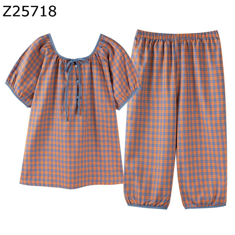 綿100 パジャマ レディース 半袖 夏用 ルームウェア ナイトウェア 上下セット 七分丈パンツ 薄手 通気 吸湿性 肌触りの柔らかい 大きいサイズ おしゃれ 婦人服 リラックス