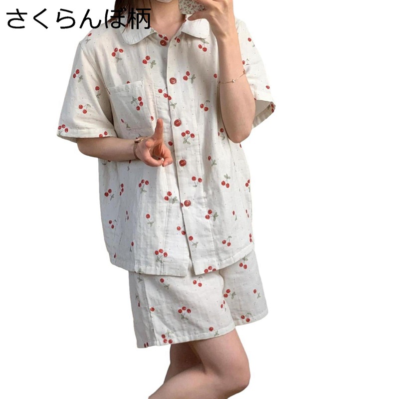 ルームウェアセット 夏 パジャマ レディース 半袖 ショートパンツ 上下セット 綿 ダブルガーゼ 柔らかい 優しい 家着 寝間着 薄手 通気 吸湿性 お風呂上り カジュアル ホテル 旅行