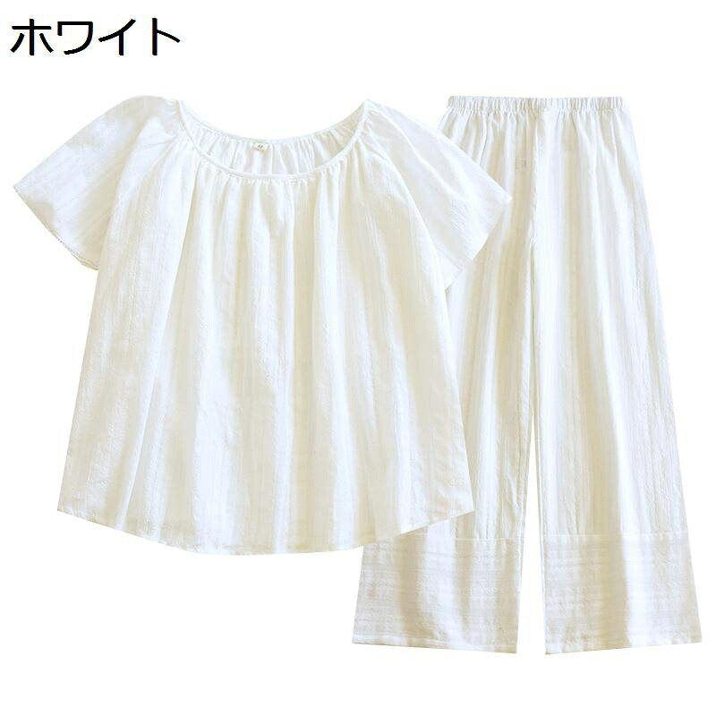 ルームウェア 夏用 パジャマ レディース 半袖 七分丈パンツ 上下セット コットン 柔らかい 優しい 部屋着 寝巻き 薄手 通気性 吸汗 ナイトウェア カジュアル ゆったり 大きいサイズ
