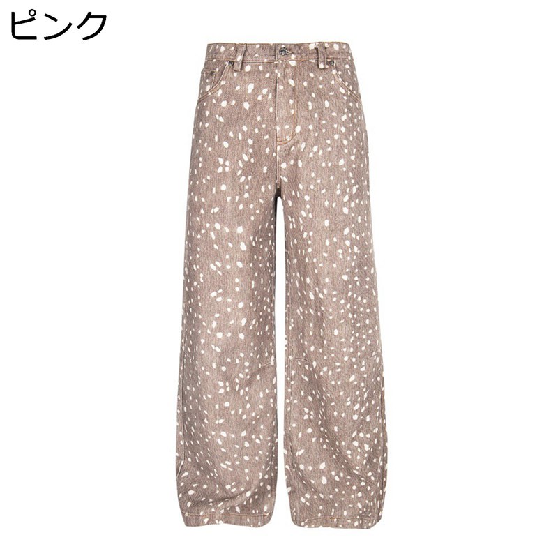 デニムパンツ 総柄 メンズ レディース ドット柄 チノパンツ ルーズシルエット カジュアルボトムズ 個性的 男女兼用 ロング丈 ボトムズ 春夏秋着 ファッション 耐摩耗 モード系 服と相性が良い
