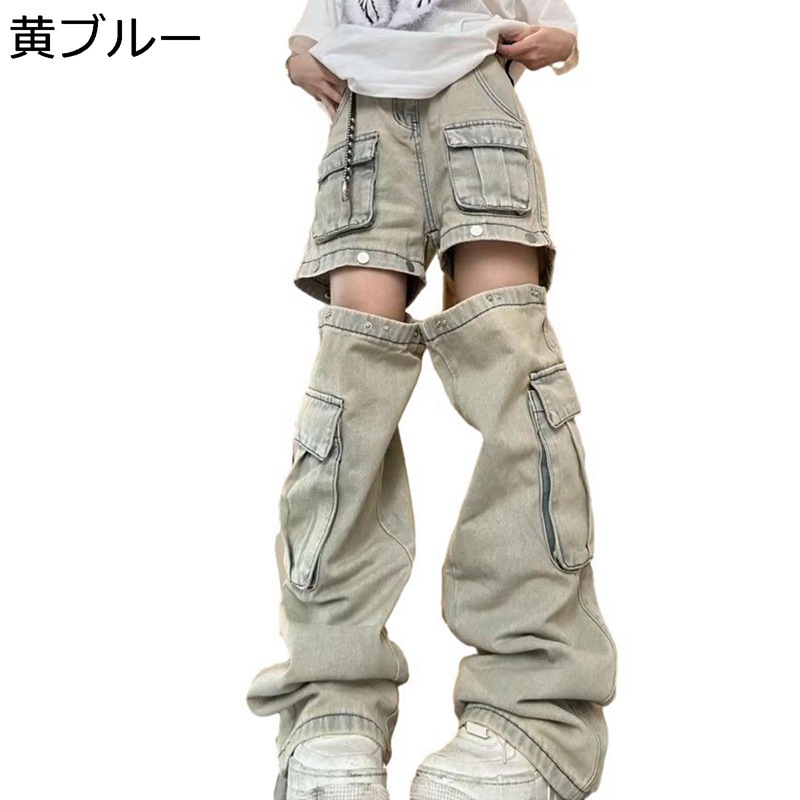 ジーンズ カーゴパンツ デニムパンツ レディース 2way ショーツ 長ズボン おしゃれ 原宿 窮屈感のない ソフト コーデやすい ヴィンテージ オールシーズン カジュアル モード系 かっこいい 5,033円