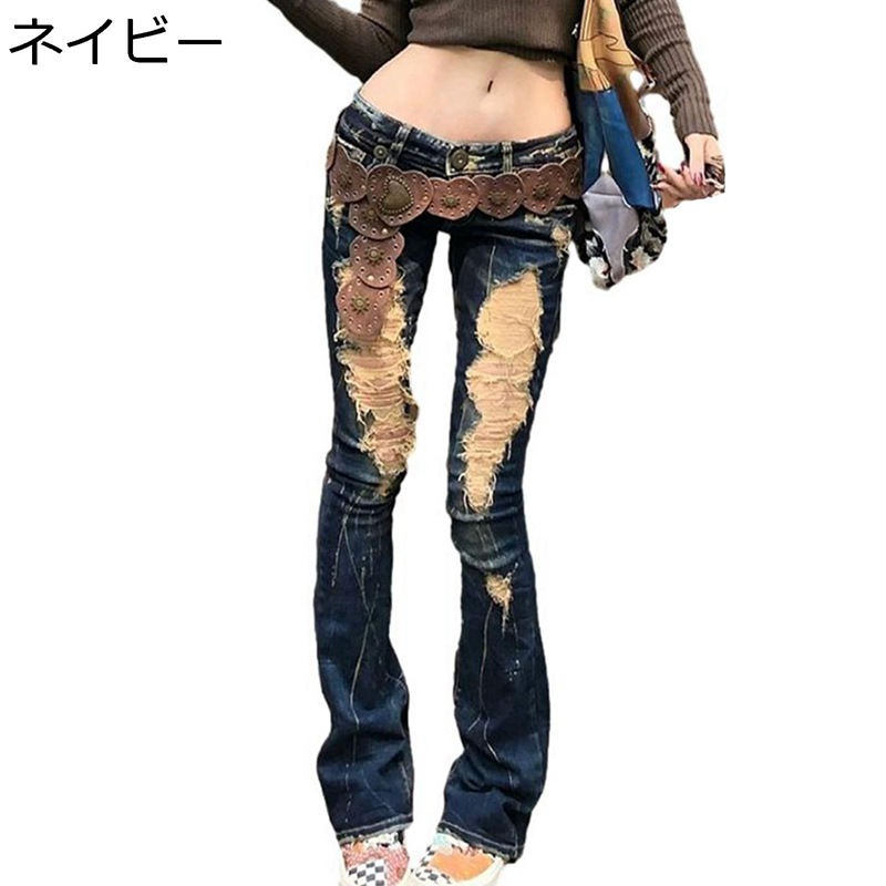 ヴィンテージ加工 デニムパンツ ダメージ ロングパンツ レディース INS風 アメリカ風 クラシック リラックス ボトムズ ジーンズ 春夏秋用 Gパン カジュアル 着回し力ピカイチ おしゃれ 5,389円